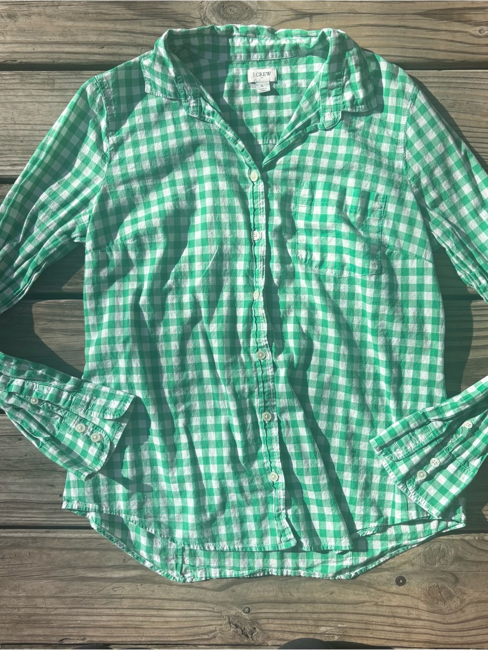 J. Crew Green Plaid Button Up Shirt